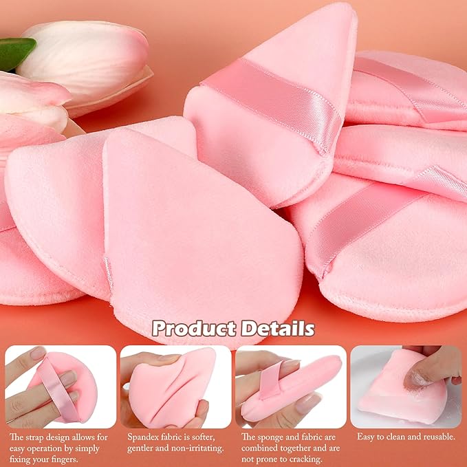 Colovis 72 PCS Powder Puff, Face Soft Makeup Sponge, Velour Triangle Powder Puff for Foundation, Makeup Puff Setting Makeup for Loose Powder, Beauty Tools(Pink)