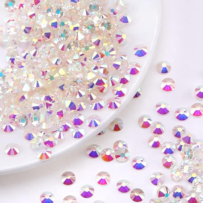 Novani Rhinestones 1440pcs SS20 Glass Rhinestones Crystal Flatback Gemstones for Crafts Nails Makeup Bags and Shoes Decoration（SS20, Transparent AB）