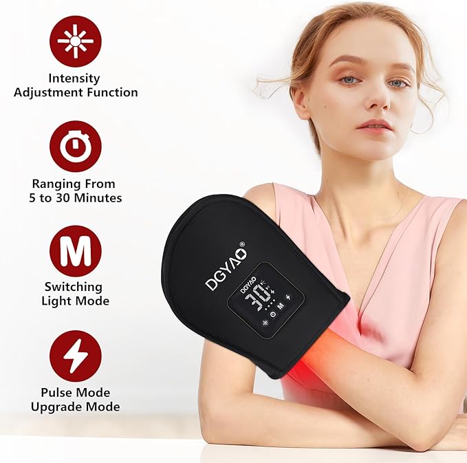 Infrared Light Therapy Gloves Hand Pain Relief with Finger Flexibility - Deep Penetration Red Light Therapy Gloves for Hands Wrist & USB-C Fast Charge