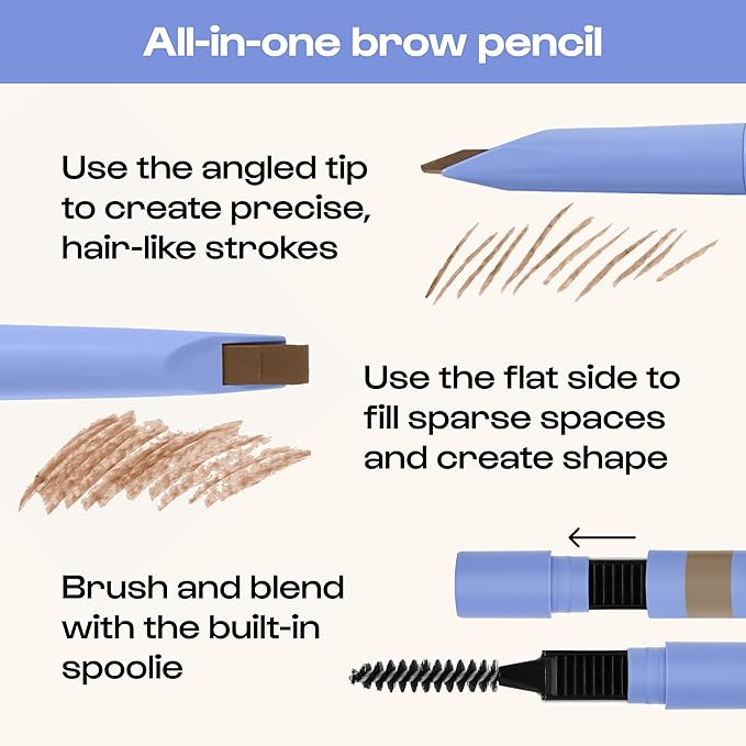 ALLEYOOP Swift Eyebrow All-In-1 Brow Definer with Built-In Sharpener & Spoolie Brush, Water & Smudge Resistant and Eyebrow Pencil for Women, Natural Matte Finish, Vegan, Cruelty-Free (Taupe)