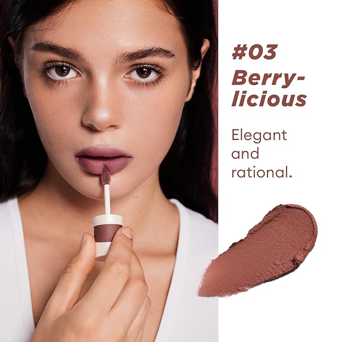 ITY Velvet Matte Finish Lip Stain-Mousse Textured Lip Clay, Conceals Lip Lines, Rich Pigment Lip Tint Lipsticks,3 Pack, 0.14 oz (4g) in Petal, Berrylicious, Orchid