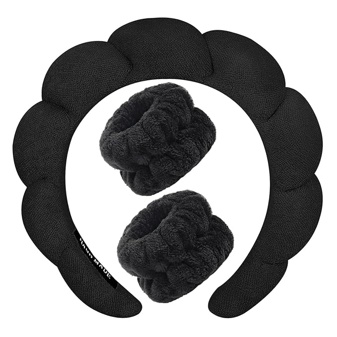 KYHYFJMD Spa Headbands for Washing Face Soft Puffy Bubble Headbands Wristband for Women Girls Makeup Skin Care Facial Beauty Shower Towel Hairband