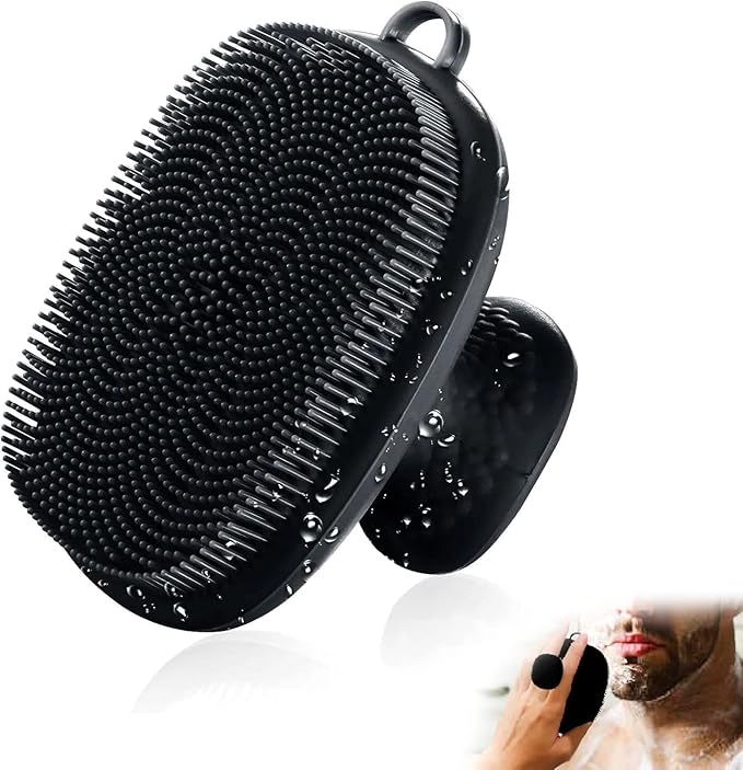 Face Scrubber, Silicone Face Scrubber for Men Facial Cleansing Brush Silicone Face Wash Brush Manual Waterproof Cleansing Skin Care Face Brushes for Exfoliating- Black