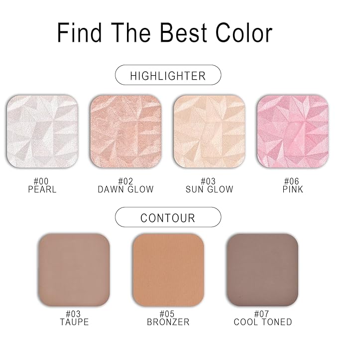 Highlighter Makeup Palette, High Glossy Face Illuminator Palette, Pearl Shimmer Smooth Baked Powder with Natural Glow Finish, Facial Glitter Lasting Sparkling Luminizers Highlighter-SUN GLOW