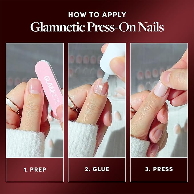 Glamnetic Press On Nails x Harry Potter™ - Harry Potter™ | Short Almond Fake Nails with Black French Tips, Glasses & Hidden Lightning Details, Officially Licensed | 15 Sizes - 30 Nail Kit with Glue