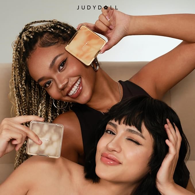 JUDYDOLL Highlight & Contour Palette, All-in-One Matte Highlighter Contour Compact, Blendable Face Makeup for Beginners, for All Skin Tones (04 Blush Shadow Palette)