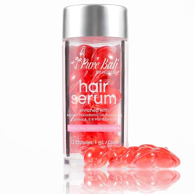 Pure Bali Hair Serum - no Rinse with Argan Macadamia & Avocado Oils - Vitamins A, E, Pro B5 - Conditioner for Women & Men - Travel-Size