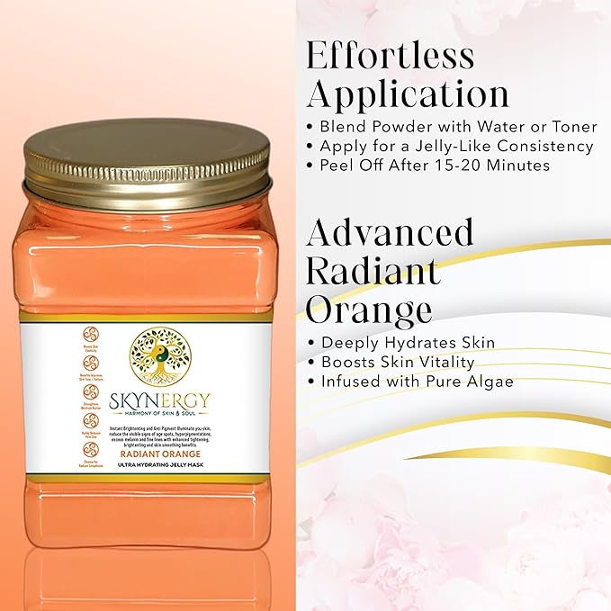 Radiant Orange Ultra Hydrating Jelly Mask - Professional Grade Hydro Glo Peel Off Mask for Skin Hydration, Glow Suitable for All Skin Types, Vajafacial Jelly Mask | 12 Applications (30 Fl Oz)