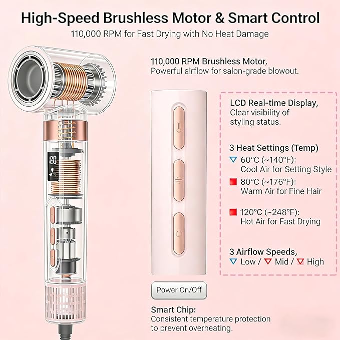 8 in 1 Hot-Air Hair Brushes - Air Wrap Hair Styler & Blow Dryer Brush,Multi Hair Styler for Salon Blowouts, Smooth Curls, Volumizing and Straightening,Gifts for Women，No Heat Damage for All Hair Types
