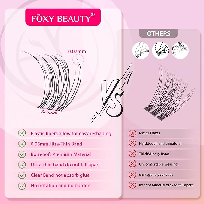 Nova Lash Clusters Kit 360 PCS Lash Clusters Natural Look Invisible Band Lashes Eyelash Clusters with Bond and Seal D Curl WideSpan Cluster Eyelash Extension Kit 8-16mm DIY at Home