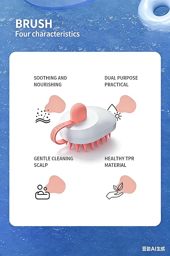 Hair Scalp Massager Brush, Cute Mouse Shape Shampoo Brush Scalp Scrubber, Wet/Dry Use, Scalp Massager for Hair Growth, Eliminates Dandruff for Men & Women (White)