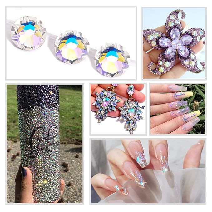 Novani Moon Night Rhinestones 1440pcs Flat Back Round Rhinestone Style 2088 Sparkly Crystal Gemstones for Nail Art and Crafting SS16,3.8-4.0mm