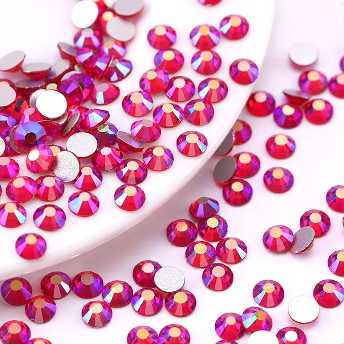 Novani Rhinestones 3000Pcs Flatback Crystal Round Loose Gemstones Glass Rhinestones for Crafts Makeup Nail Art Clothes Shoes DIY Decorations(SS6, 1.9-2.0mm,Light Siam AB)