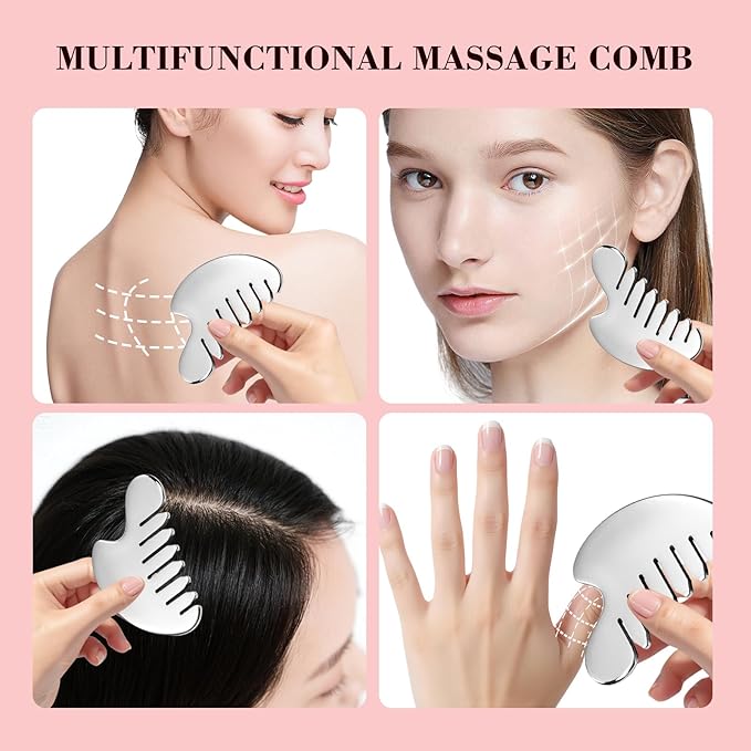 Gua Sha Facial Tools and Face Roller Set, Stainless Steel Facial Sculpting Eyes Roller Guasha for Face, Chin & Jawline Sculpting,Skin Care