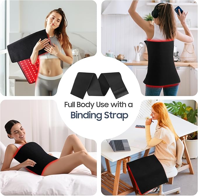 36.3"*15.8" Body Red Light Therapy Mat, Eligible Red Light Therapy Blanket, 325pcs 2in1 LEDs(660nm& 850nm), Premium Leather, Adjustable Timer & Intensity