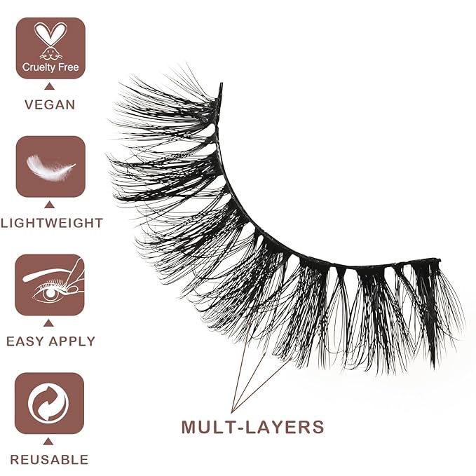 Wispy Lashes Bulk 30 Pairs Natural Strip Eyelashes Wholesale Volume Doll Eye Lash Sets Short Thick Fluffy False Mink Eyelash Strips Full Small Fake Pestañas Postizas with Portable Pack