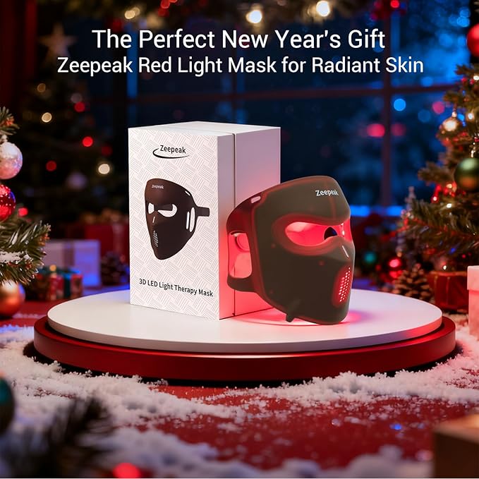 3D LED Red Light Therapy Mask, FDA-Cleared, Anti-Aging & Blemish Repair, 5 Modes Red, Blue, Yellow & 1072nm Near-Infrared Lights, Eye-Protection, Portable 360 LEDs Face Mask for Home Travel