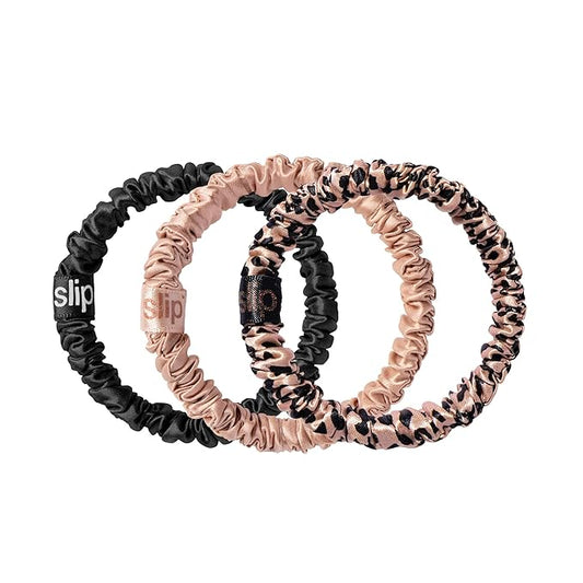 SLIP Amazon Exclusive Skinny Scrunchies: Anti-Crease, Anti-Breakage Slipsilk™ Design Protects Delicate Hair | Includes 3 Pure Silk Scrunchies, Farrah