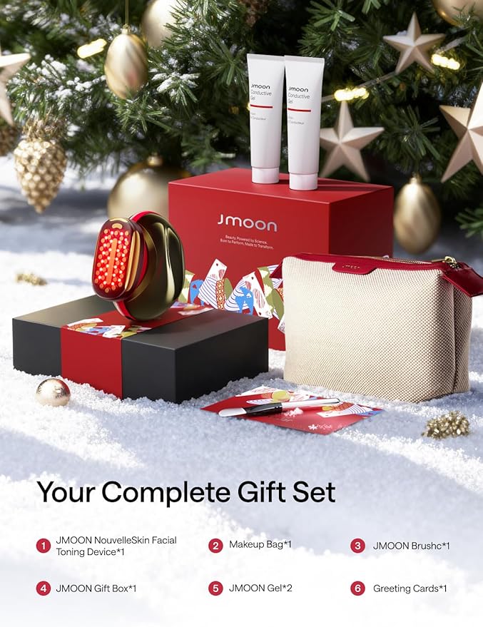 JMOON Face Lift Gift Collection, Microcurrent Facial Device, Medical Grade Red & Infrared Light Therapy for Face, Lifts, Firms, Smooths Wrinkles with 4 Modes & 5 Intensity Levels