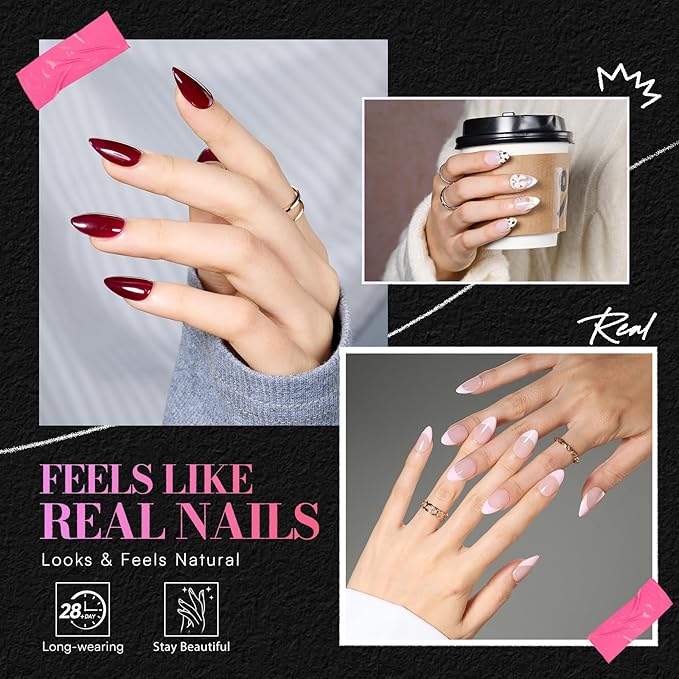 Makartt Short Almond Nail Tips: 504PCS, 15 Sizes, Pre Etched, Clear Artificial Fake Nails Almond Shapes - Full Cover Soft Acrylic Press On Nail Extensions Supplies Salon and DIY at Home