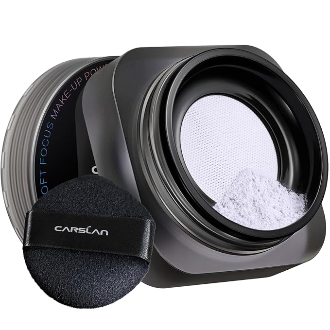 CARSLAN Soft Focus Loose Setting Powder, Waterproof, Matte, Oil Control, Shine Free, Talc-Free Face Powder Makeup, 24H Longwear Finishing Powder, 01 Dark Blue