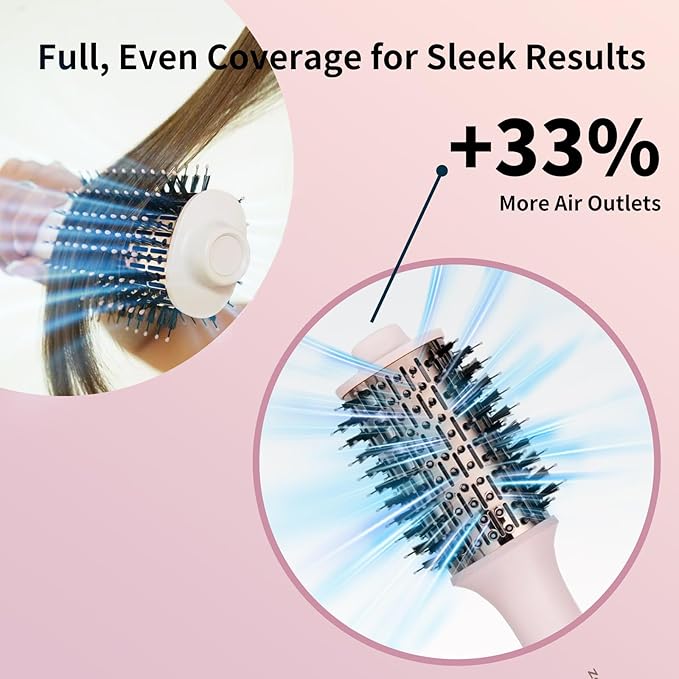 Zelladay One-Step Volumizer Blow Dryer Brush, Titanium Hot Hair Brushes, Dual lonic Technology, More Smooth & Less Frizz, Fast Salon-Style Blowouts, Travel-Ready（AirSleek）