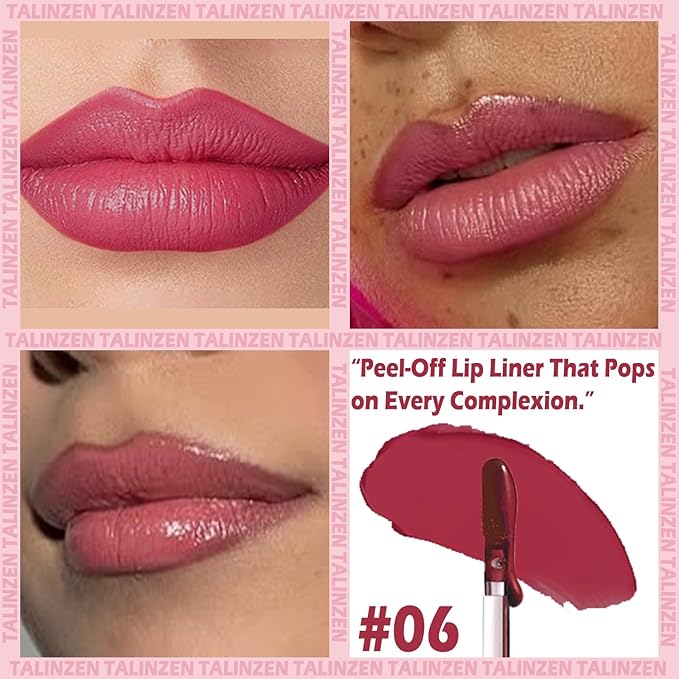 TALINZEN lip stain peel off,beauty-waterproof,transfer-proof and smudge-proof,makeup for all occasions,perfect for everyone (#06,0.12floz/3.5ml e)