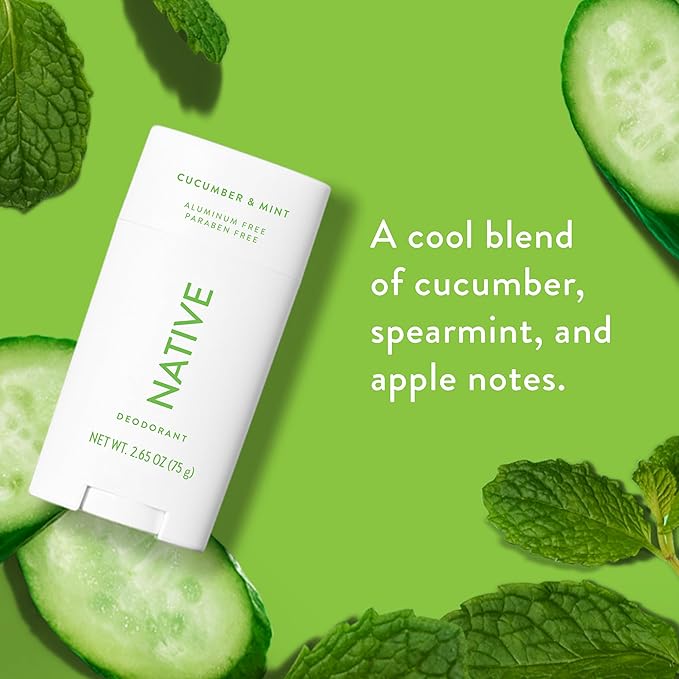 Native Deodorant Contains Naturally Derived Ingredients, 72 Hour Odor Control | Deodorant for Women and Men, Aluminum Free with Baking Soda, Coconut Oil and Shea Butter | Cucumber & Mint