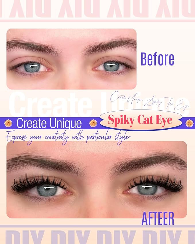 Wispy Lash Clusters with Spikes Fox Eye Eyelash Clusters Natural 7-16mm Anime Individual Eyelashes Cat Eye Lashes Manga Eyelash Extension C Curly DIY Doll Cluster Eyelash Extensions 240Pcs