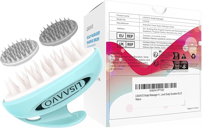 LISAAVO 3 in 1 Hair Growth Scalp Massager,Replaceable Shampoo Brush for Relaxing,Deep Cleansing Exfoliator & Soothes itching - Wet/Dry Use for All Hair Types,Blue