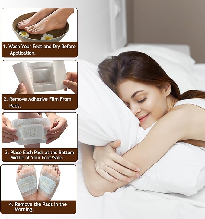 TEWEAE Foot Pads for Better Sleep, 64 Pads Natural Bamboo Vinegar - No Off - Improves Sleep and Relaxation - Premium Foot Care Good Night Foot Patches (2 in 1 Design)