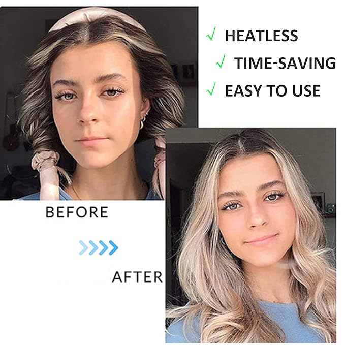 Heatless Curls Overnight,Hair Curlers to Sleep In,No Heat Satin Curling Rod Set,Eternal Muse Rollers,Sleeping Blowout Headband,Foam Curly Tie Ribbon Styling Tool for Long Hair Size 36.21