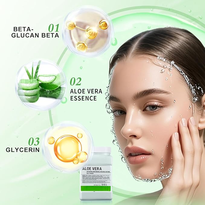 LUCKY CAT Jelly Mask for Facials Professional, Hydrating & Moisturizing Peel-Off Gel Jelly Face Mask Skin Care for Deep Hydration & Glow, Professional Spa Use for All Skin Types 23 Fl Oz (Aloe Vera)