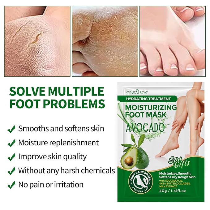 Moisturizing Foot Mask 5 Pack,Hydrating Foot Masks for Dry Cracked Feet,Moisturizing Socks Dry Skin Moisturizer for Soft and Smooth Touch Feet,Foot Care Spa Gifts for Women Men Valentines Gifts