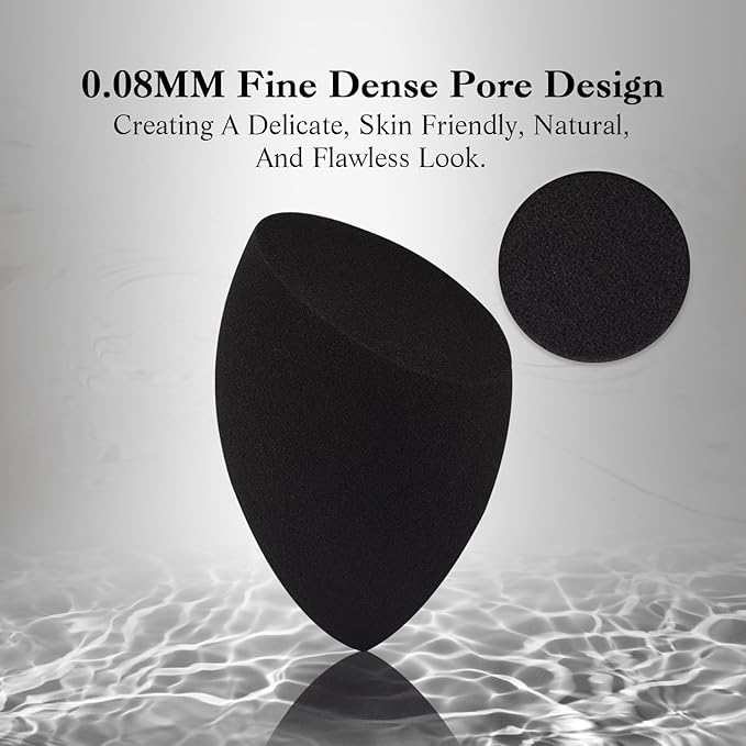 Toiletry Sponges Set with Breathable Face Sponge Holder for Travel Foundation Organic Beauty Sponges for Makeup Soft Blender Sponges Professional Black