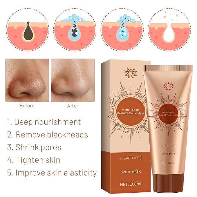 Parowu Herbal Spots Peel-Off Facial Mask,Online Spot Peel off Mask,Spot Removing Face Mask,Advanced Skin Cream,Natural Herbal Ingredients for All Skin Types(2PCS)
