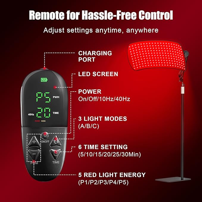 Red Light Therapy for Face and Body, Upgraded 3 in 1 200 LEDs Infrared Light Therapy Lamp with Stand, 660nm 850nm Infrared Lights Panel with Timer & Remote Control, Portable Therapy Device at Home