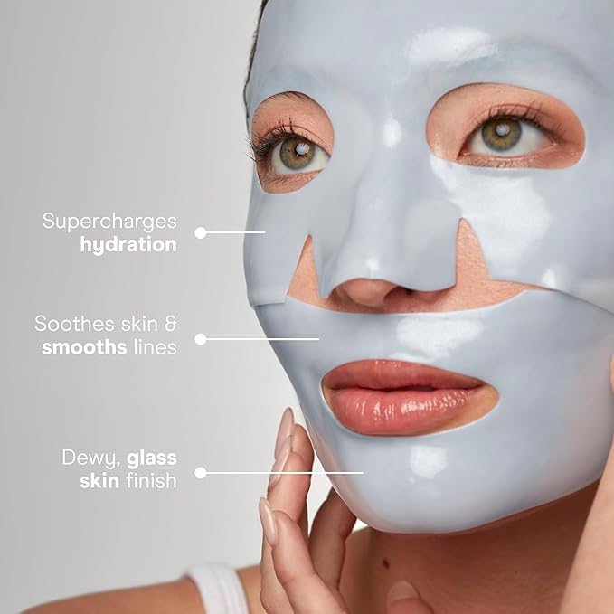 NuFACE Ultimate Glow Skincare Kit - Limited Edition Holiday Gift Set with Hydrogel Power Mask, Under Eye Patches, Prep-N-Glow Facial Wipes & Luxe Bag - Hydrating Skincare to Prep for Microcurrent, 4ct
