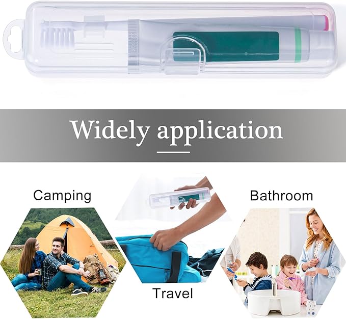 Gamdee Toothbrush Travel Case 2 Pack, Clear Toothbrush Case Holder Travel Size Plastic Toothbrush Holder Toothpaste Storage Container Portable for Traveling, 7.87 x 1.85 x 1.18”