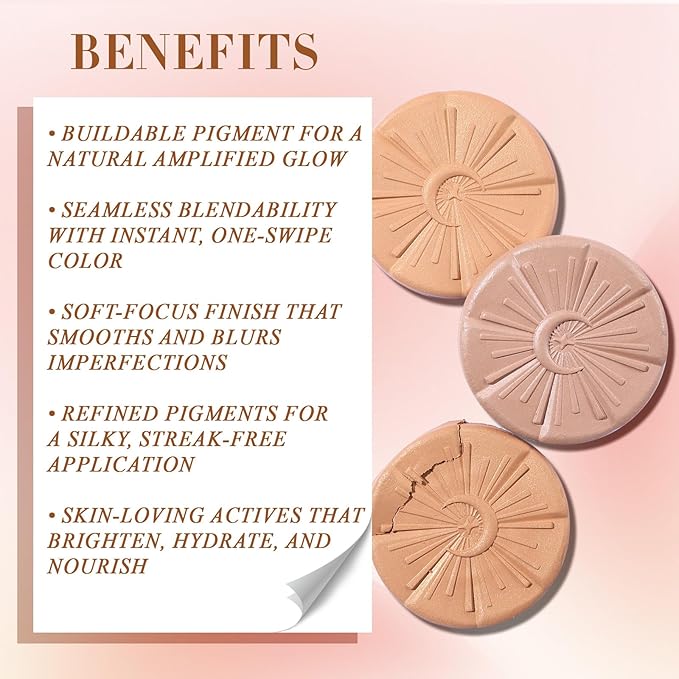 UCANBE Baked Luminous Bronzer Skin Enhancer, Buildable Powder Bronzer 2-in-1 Highlight and Contour, Ultra-Fine Smooth Formula, Long-Lasting Natural Sunkissed Glow - 02 Caramel Glow (Medium Bronze)