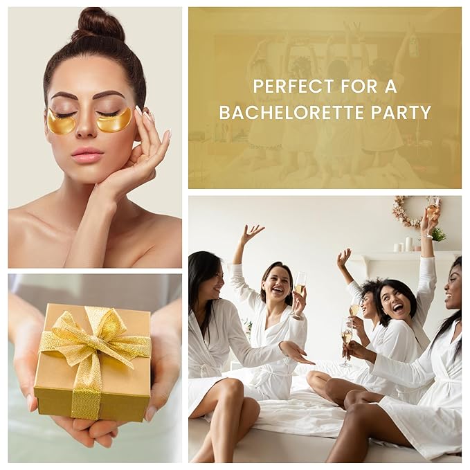 24K Gold Under Eye Patches – Eye Masks for Puffy Eyes & Dark Circles, Under Eye Treatment for Hydration & Brightening, Eye Care Skincare – 32 Pairs