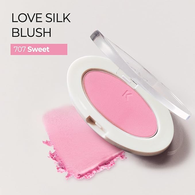 Laka Love Silk Blush, Radiant Powder Blush, Silky, Buildable Color with a Natural Glow, Long Lasting, Moisturizing Formula for a Fresh, Flushed Look, K-Beauty (#707 Sweet)