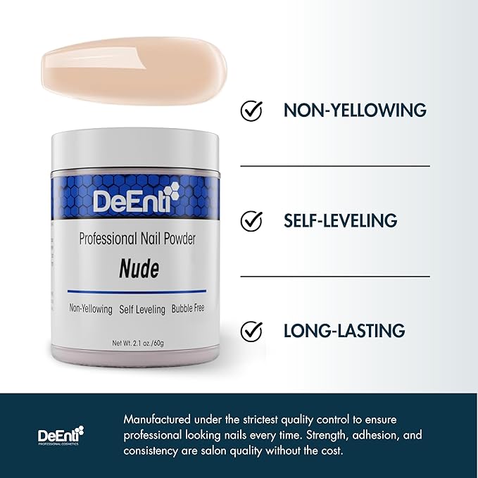 DeEnti Acrylic Nail Powder, 2oz Nude Acrylic Powder Dip for Nails, Long Lasting Salon Quality, Bubble Free Professional Manicures, Fake Nails, Carving & Extensions