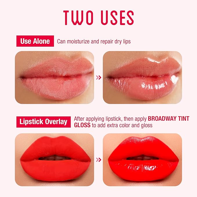 Ruby Kisses Broadway Vita-Lip Tinted & Clear Lip Gloss Set (11 Pack) Ultra-Hydrating & Soothing Formula with Vitamins, High-Shine Non-Sticky Lip Balm with Rosehip+Coconut Oil, Pink & Brown Shades