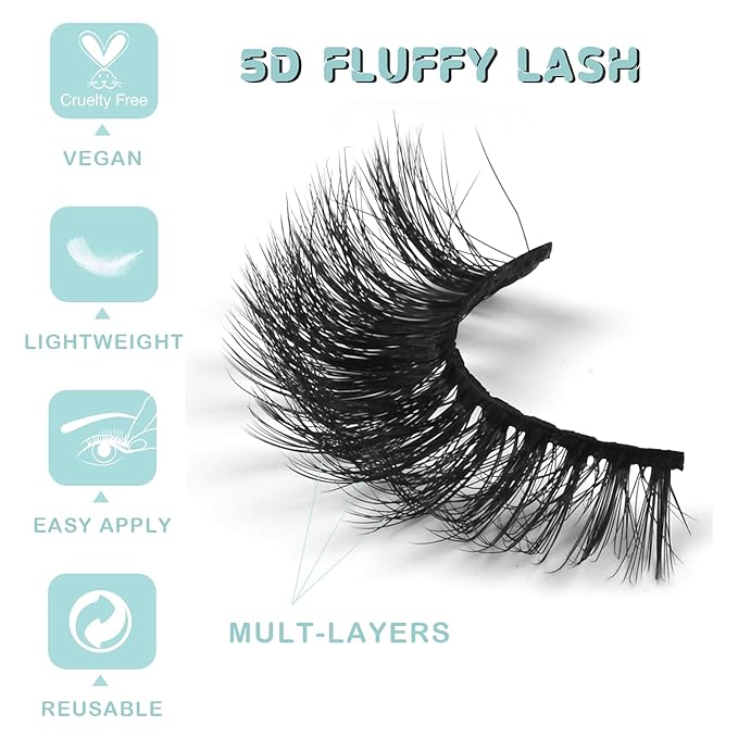 Lashes Mink Bulk 30 Pair Wholesale Lashes 5D Fluffy Eyelashes Wholesale Faux Mink Eyelashes Natural Medium Length Fake Lash with Portable Pack (Wispy Flare 30 Pairs)