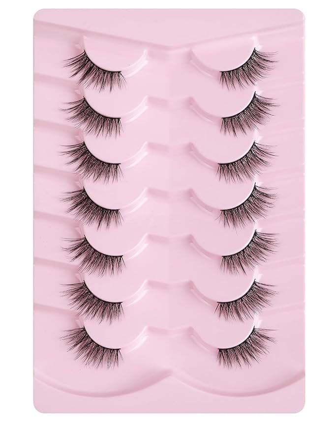 Onlyall Half Eyelashes Corner Lashes Natural Lashes Half Lashes Wispy End Lashes Corner Eyelashes 3/4 Lashes 7 Pairs C19