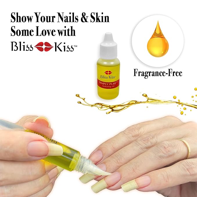 Bliss Kiss Simply Pure Dropper with Refillable Cuticle Squeeze Pen 3-Pack Kit (Fragrance Free, 3-Pens)