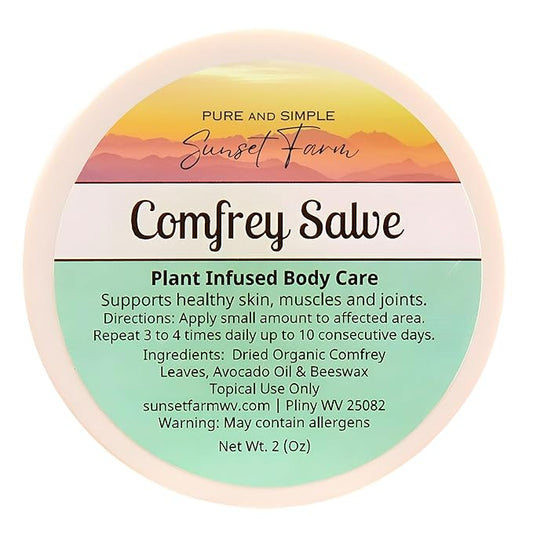 Comfrey Salve | Organic, Non-GMO, Small-Batch Herbal Balm | Family Made in WV | 2 oz Jar