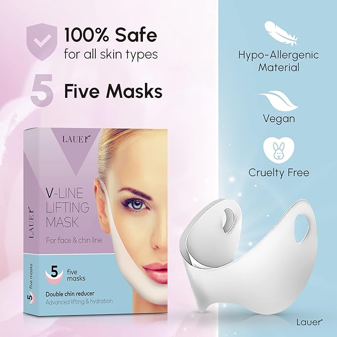 V Shaped Contouring Face Mask Line Shaping Lifting Belt Neck Reduction Jawline Lift Tape Enhancer Firming Chin Up Collagen Hyaluronic Acid Aloe Vera
