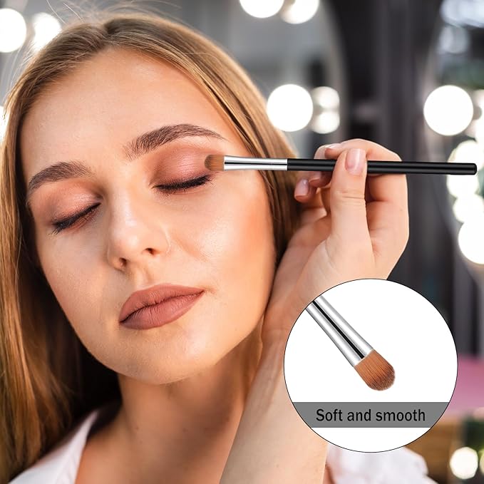 12 Pcs Concealer Brush, Eyeshadow Brush Flat Concealer Brushes Small Eyeshadow Brushes Makeup Applicator for Brow Tools for Cream Liquid Shadows Blending Mini Eye Applicator Smudge
